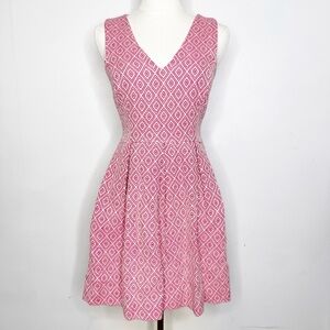 Hutch Anthropologie Pink Cream Sleeveless Dress Fit Flare Size 4